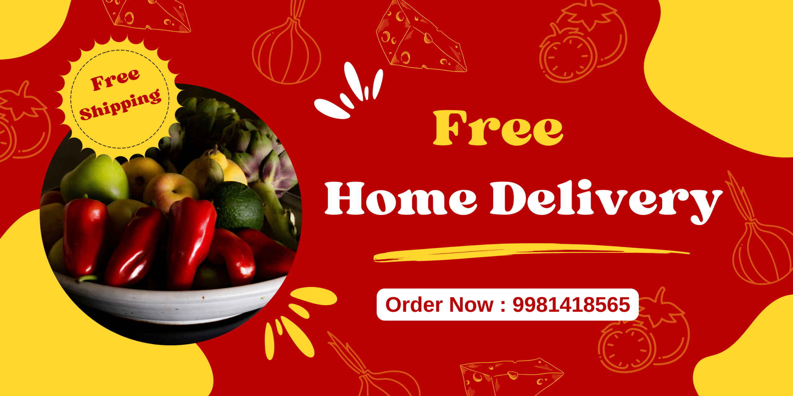 Red Yellow Creative Illustrative Delicious Spaghetti Promotion Banner