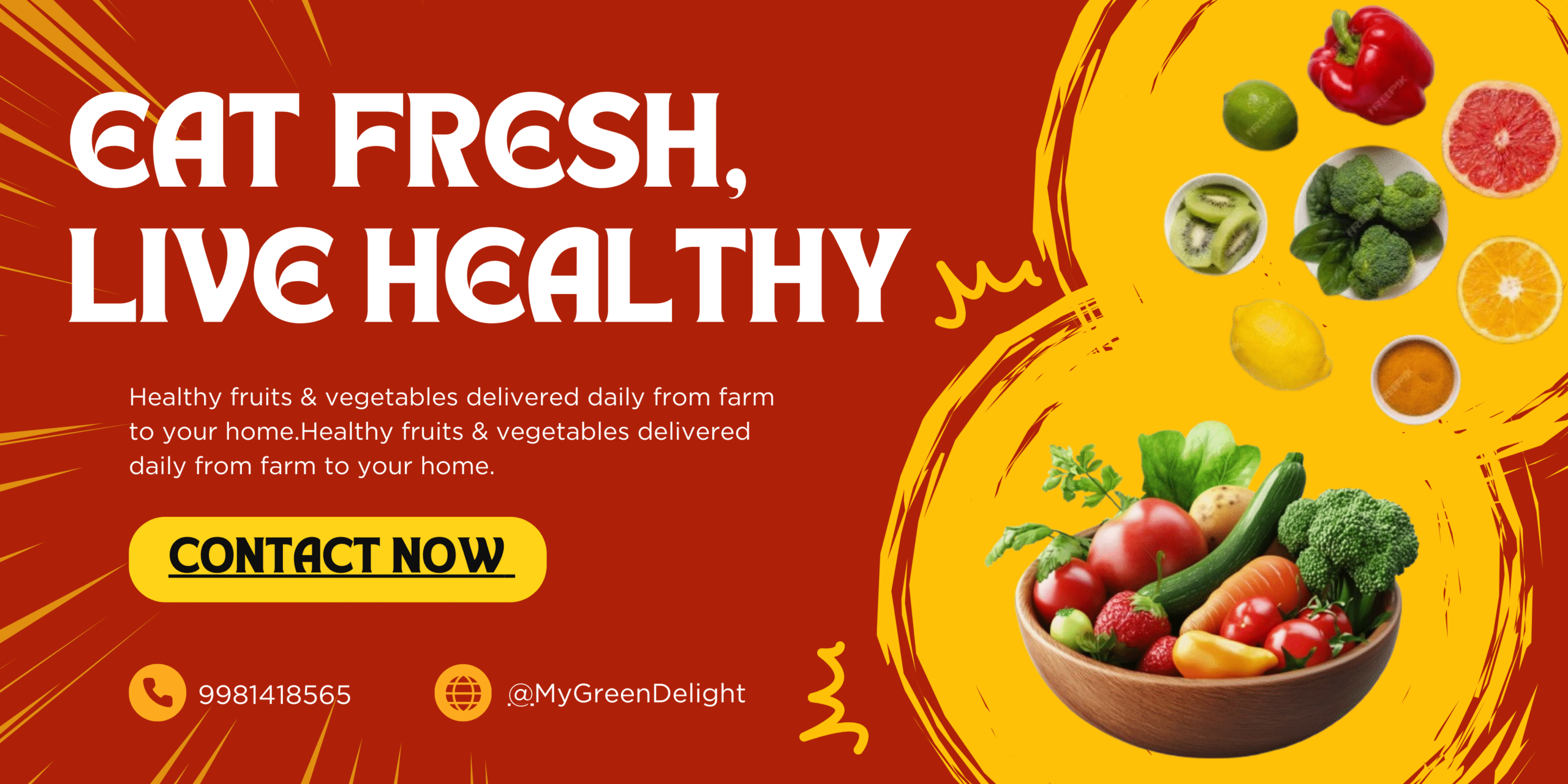 Red Yellow Creative Minimalist Restaurant Banner Horizontal (2)